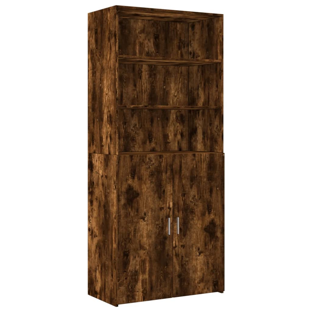 Armoire de rangement chêne fumé 80x42,5x225cm bois d'ingénierie