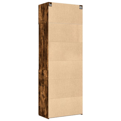 Armoire de rangement chêne fumé 80x42,5x225cm bois d'ingénierie