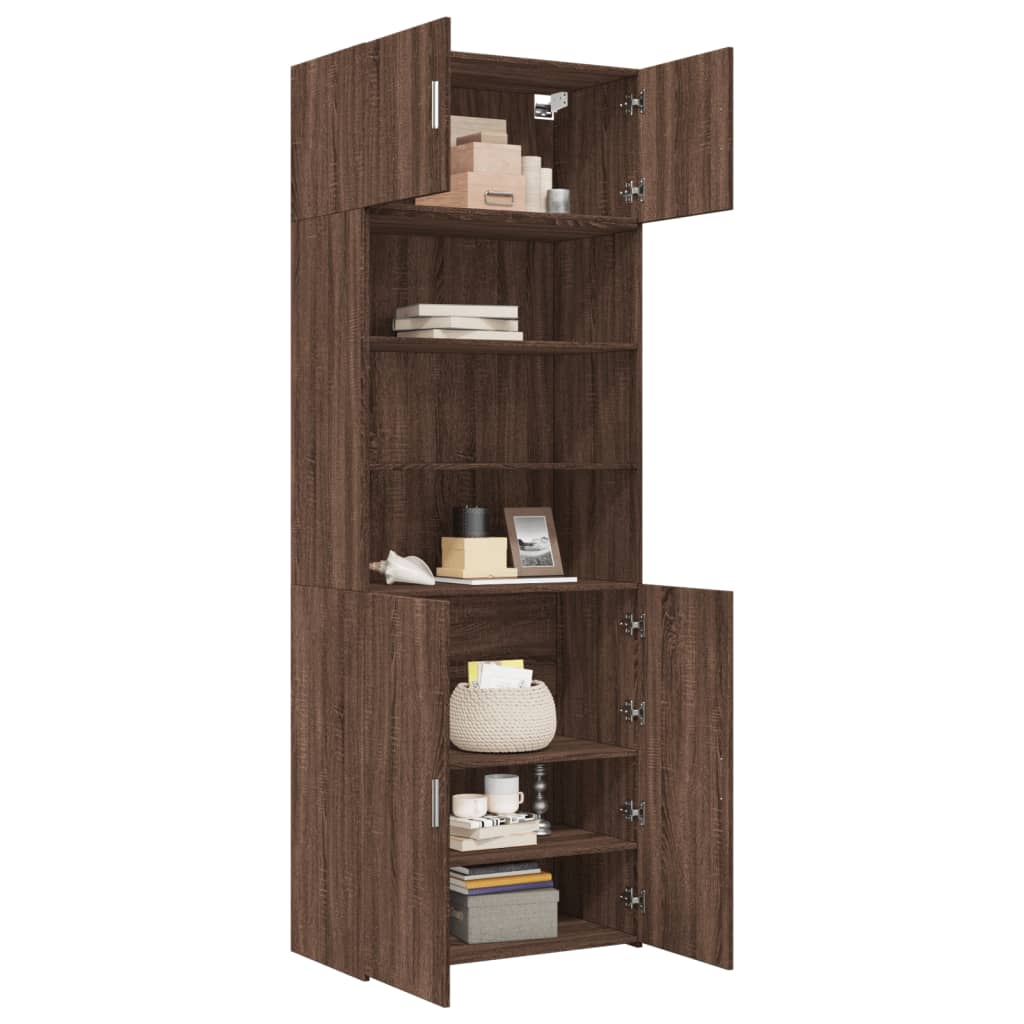 Armoire de rangement chêne brun 80x42,5x225cm bois d'ingénierie