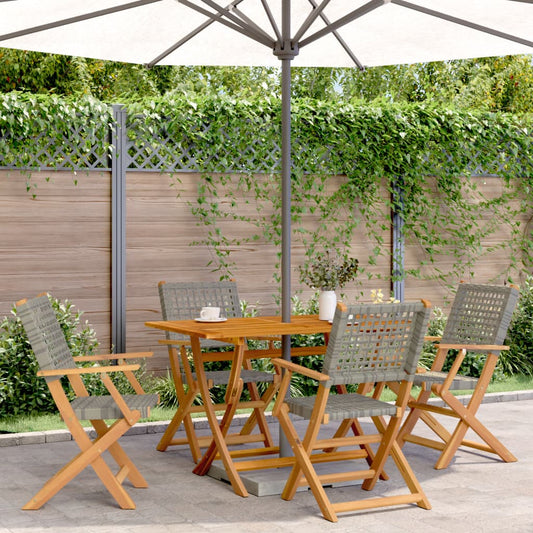 Ensemble à manger de jardin 5 pcs résine tressée et bois massif