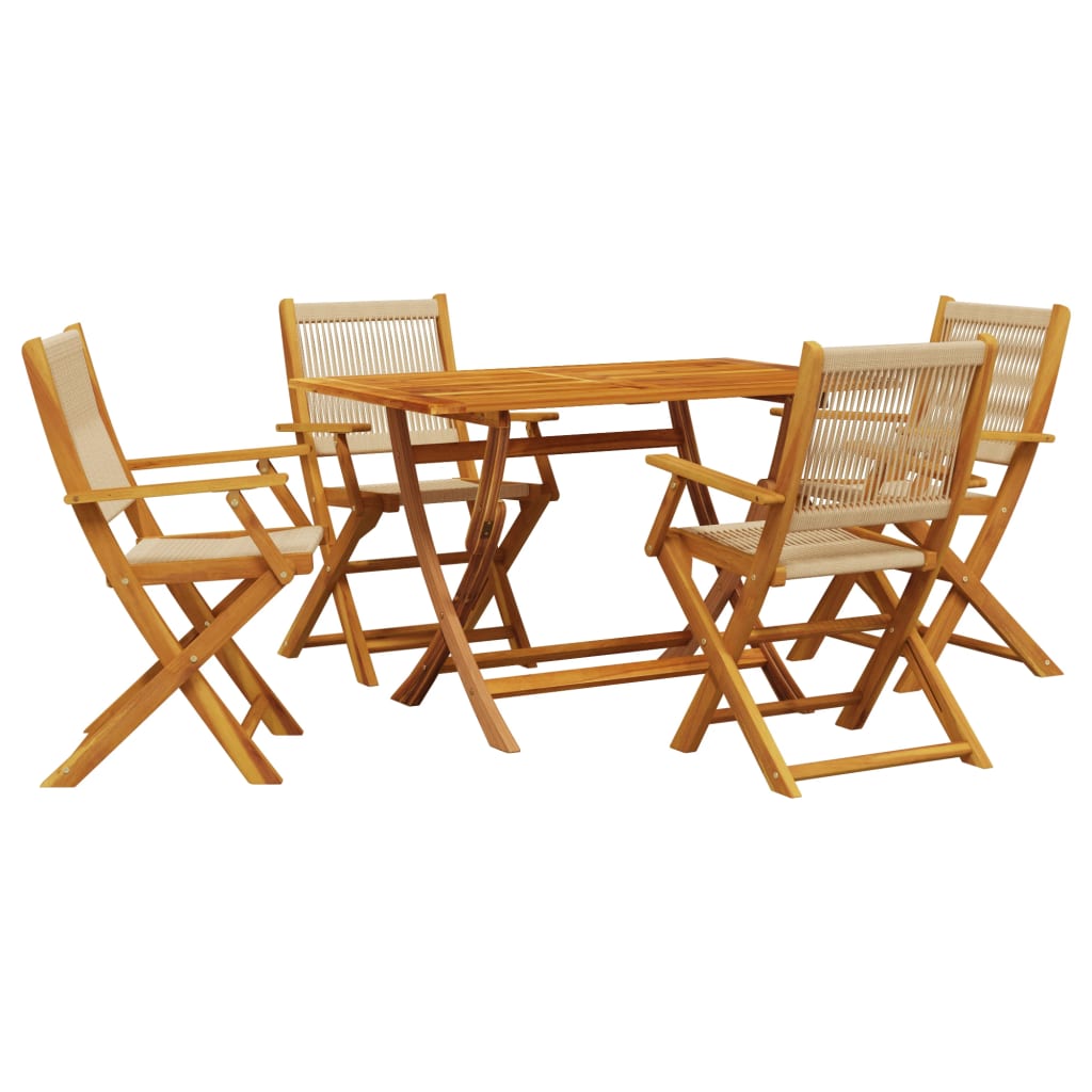 Ensemble à manger de jardin 5pcs beige polypropylène et bois