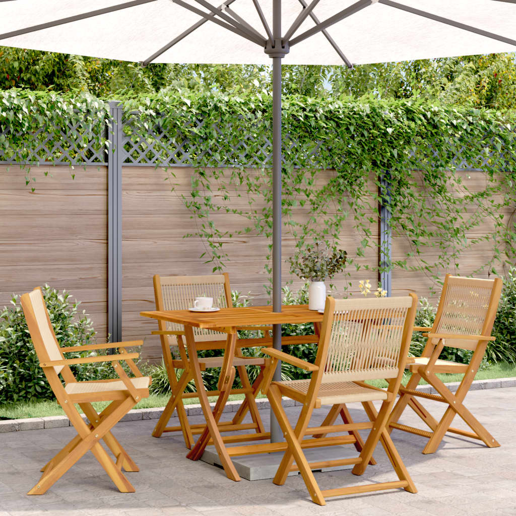 Ensemble à manger de jardin 5pcs beige polypropylène et bois