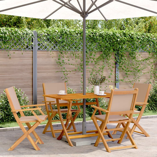 Ensemble à manger de jardin 5 pcs taupe tissu et bois massif