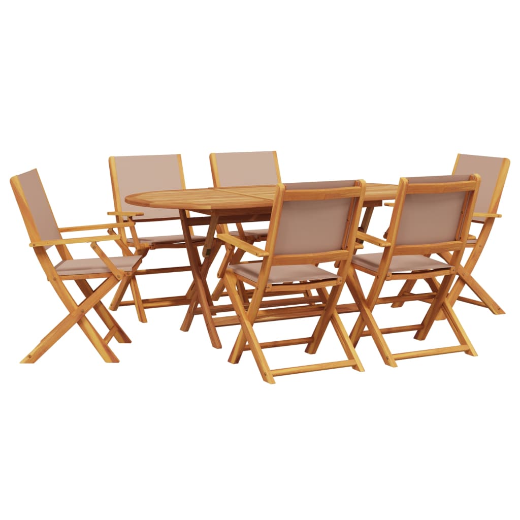 Ensemble à manger de jardin 7 pcs taupe tissu et bois massif