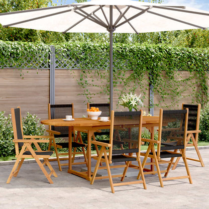 Ensemble à Manger de jardin 7pcs noir polypropylène bois massif