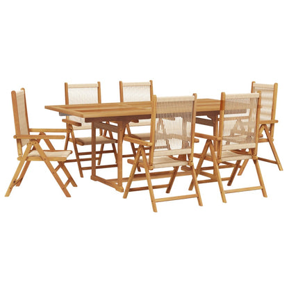 Ensemble à Manger de jardin 7 pcs beige polypropylène et bois