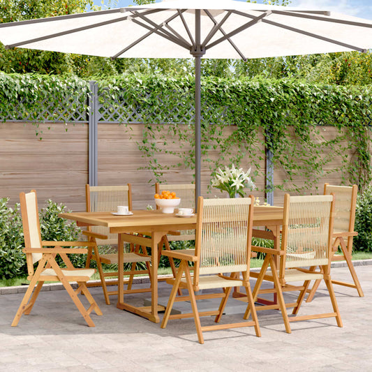 Ensemble à Manger de jardin 7 pcs beige polypropylène et bois