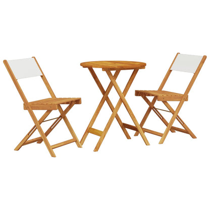 Ensemble de bistro 3 pcs blanc crème tissu et bois massif