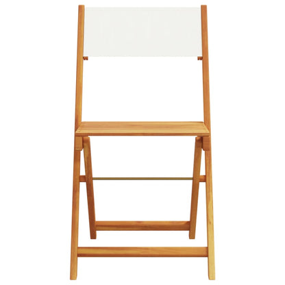 Ensemble de bistro 3 pcs blanc crème tissu et bois massif