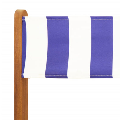 Ensemble de bistro 3 pcs bleu et blanc tissu et bois massif