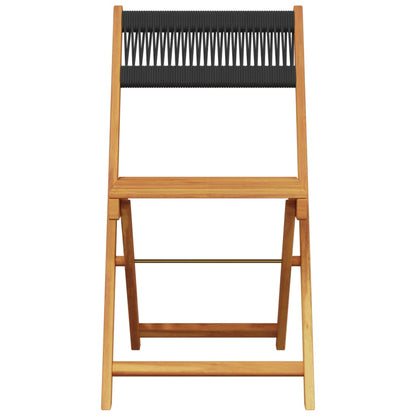 Ensemble de bistro 3 pcs noir polypropylène et bois massif