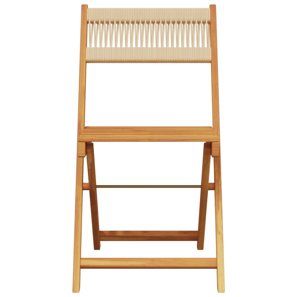 Ensemble de bistro 3 pcs beige polypropylène et bois massif