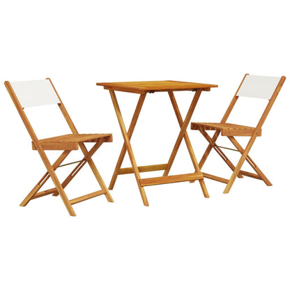 Ensemble de bistro 3 pcs blanc crème tissu et bois massif