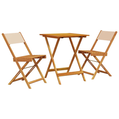 Ensemble de bistro 3 pcs beige tissu et bois massif