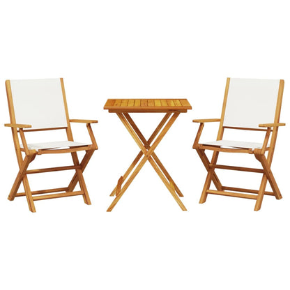 Ensemble de bistro 3 pcs blanc crème tissu et bois massif