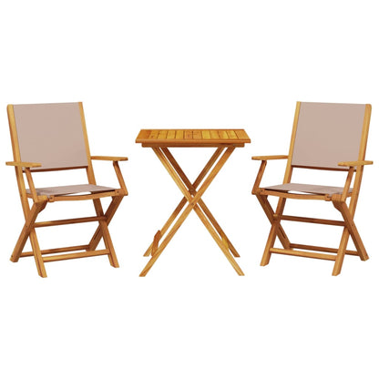 Ensemble de bistro 3 pcs taupe tissu et bois massif