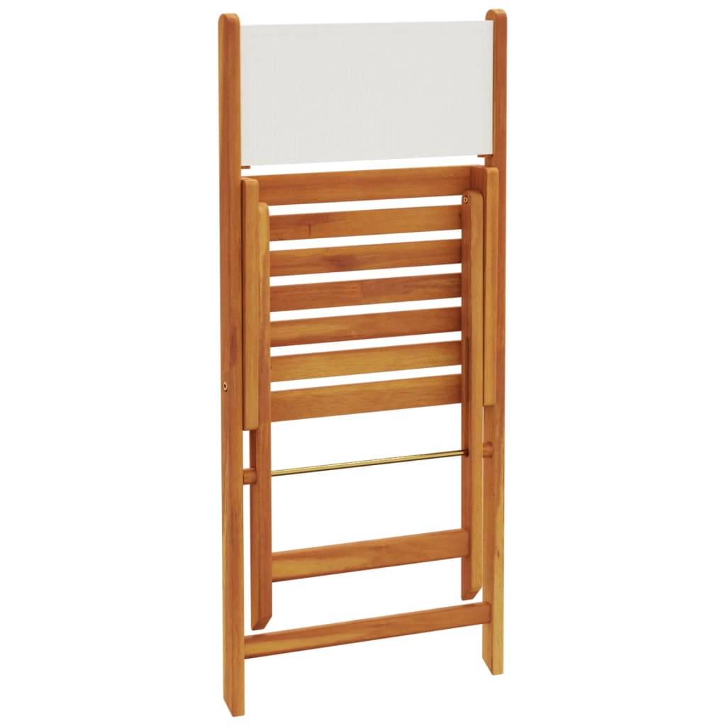 Ensemble de bistro 3 pcs blanc crème tissu et bois massif