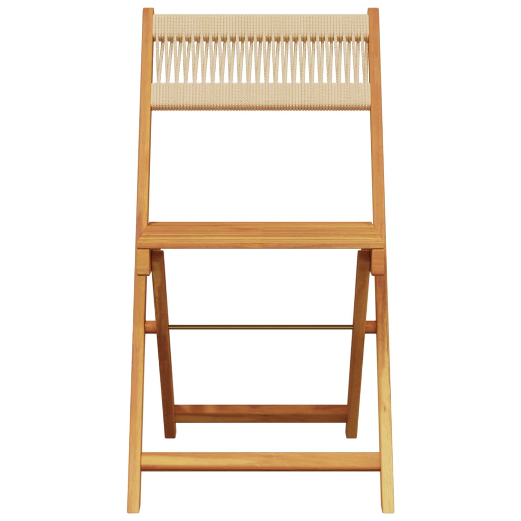 Ensemble de bistro 3 pcs beige polypropylène et bois massif