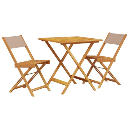 Ensemble de bistro 3 pcs taupe tissu et bois massif