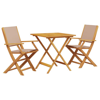 Ensemble de bistro 3 pcs taupe tissu et bois massif