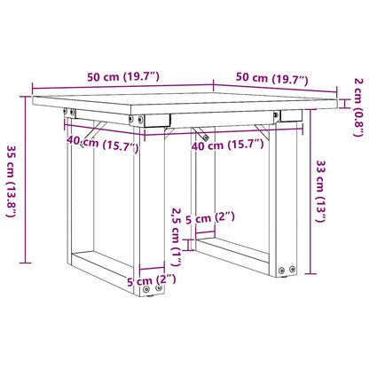 Table basse cadre en O 50x50x35 cm bois de pin massif et acier