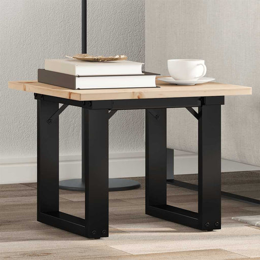 Table basse cadre en O 50x50x35 cm bois de pin massif et acier