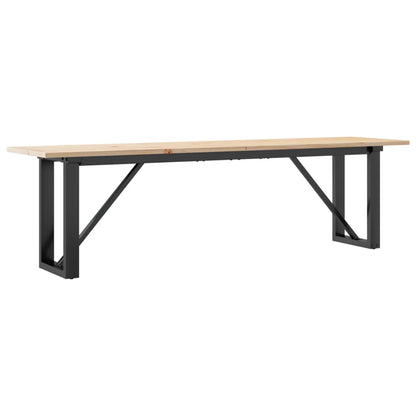 Table basse cadre en O 160x40x45 cm bois de pin massif et acier