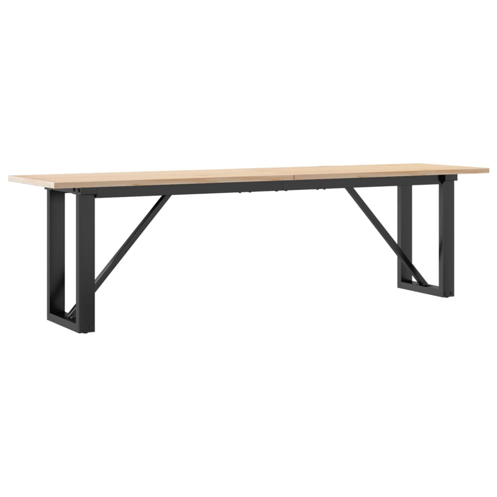 Table basse cadre en O 160x40x45 cm bois de pin massif et acier