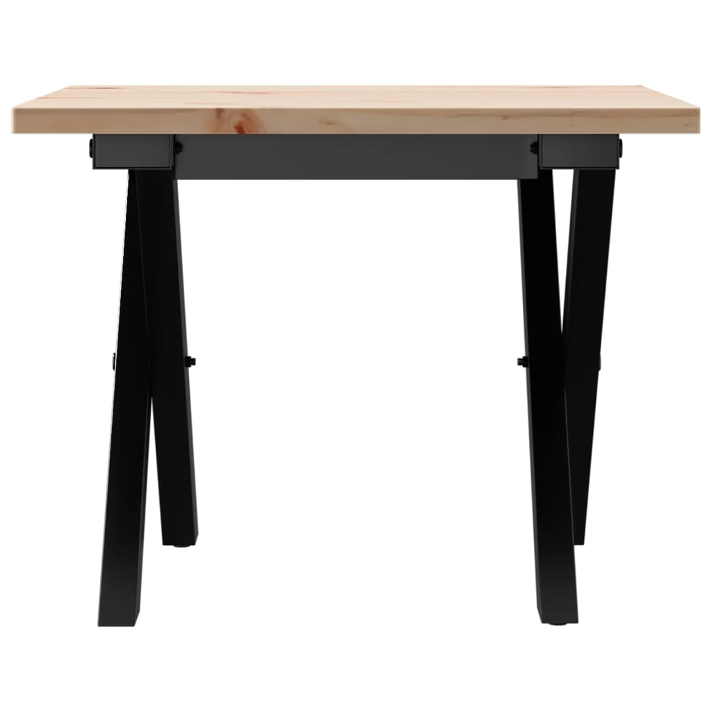 Table basse cadre en X 40x40x35 cm bois de pin massif et acier