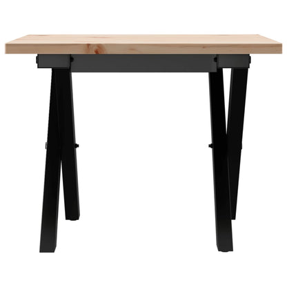 Table basse cadre en X 50x50x35 cm bois de pin massif et acier