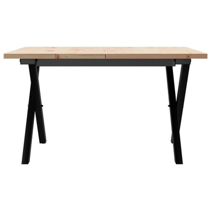 Table basse cadre en X 60x60x40 cm bois de pin massif et acier