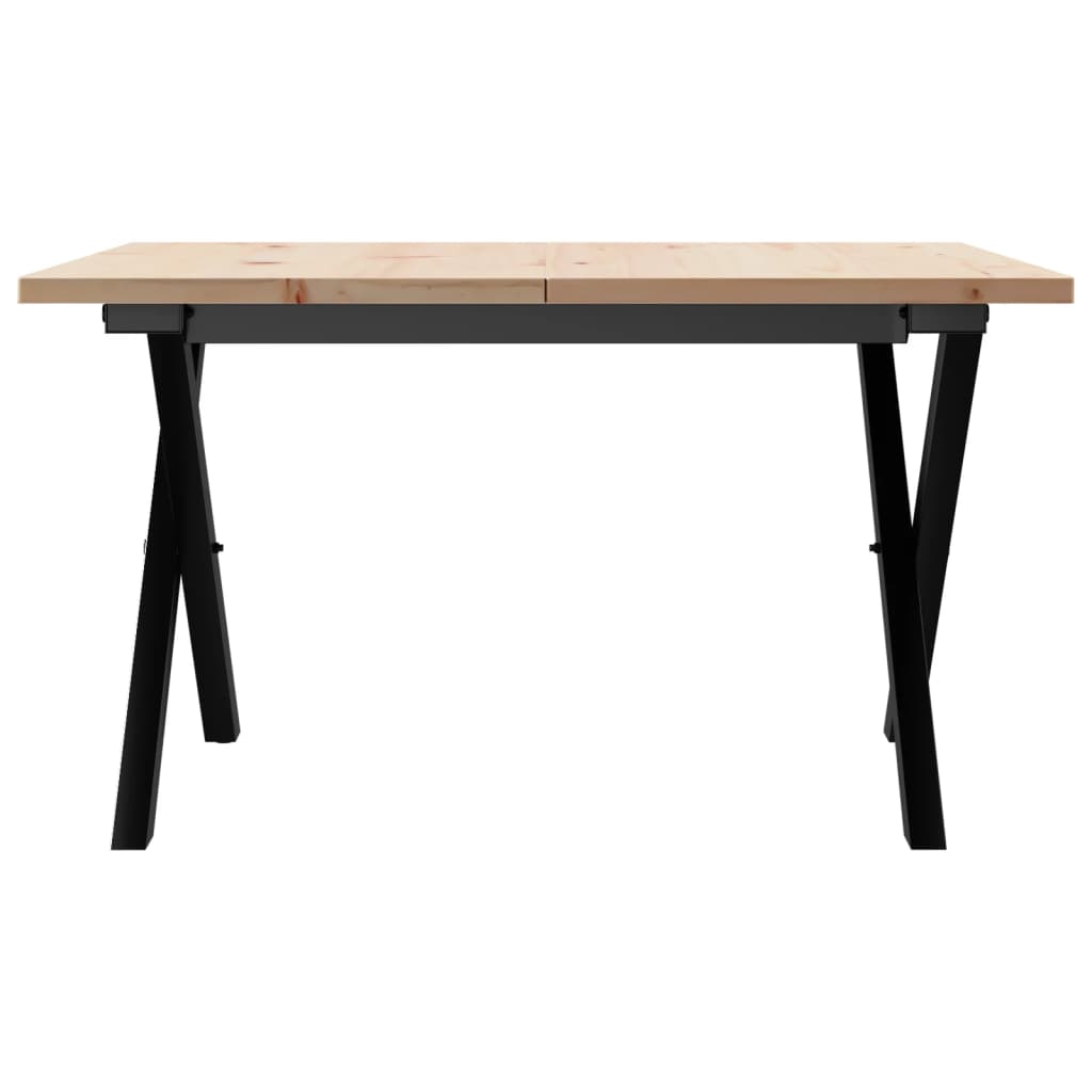 Table basse cadre en X 70x70x40 cm bois de pin massif et acier