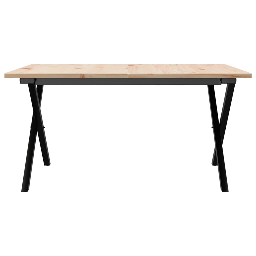 Table basse cadre en X 90x90x45 cm bois de pin massif et acier