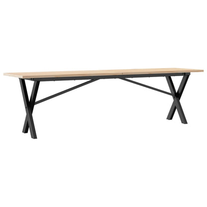 Table basse cadre en X 160x40x45 cm bois de pin massif et acier