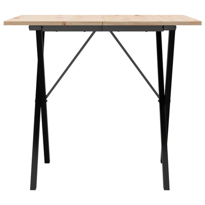 Table à manger cadre en X 90x90x75 cm bois de pin massif acier