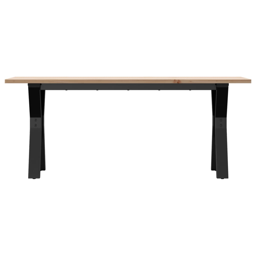 Table basse cadre en Y 110x40x45 cm bois de pin massif et acier