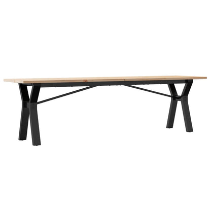 Table basse cadre en Y 160x40x45 cm bois de pin massif et acier