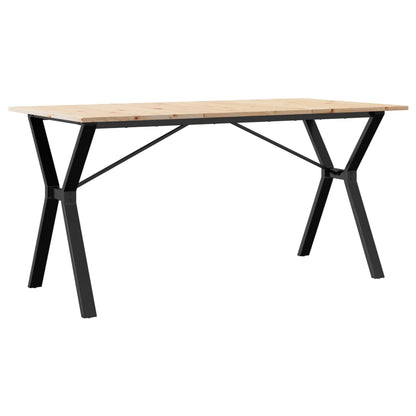 Table à manger cadre en Y 140x80x75 cm bois de pin massif acier