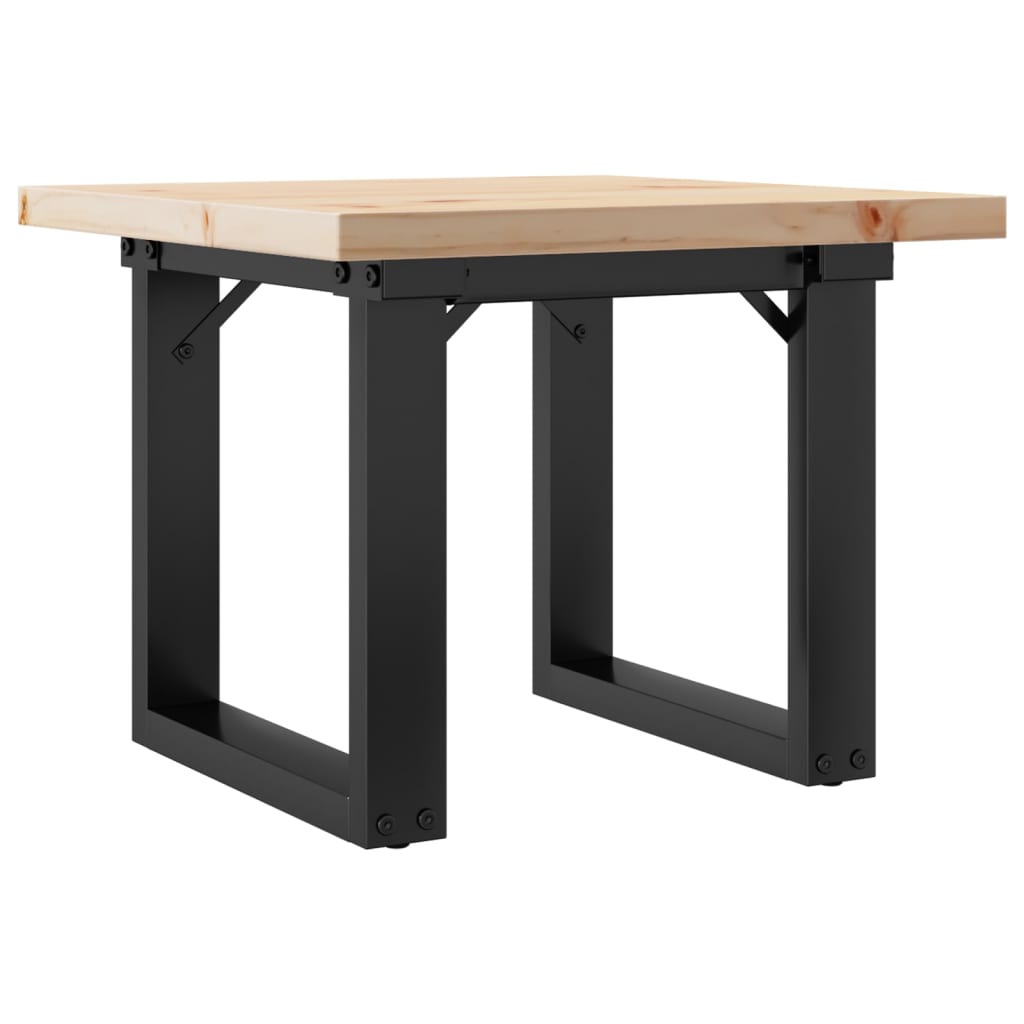 Table basse cadre en O 50x50x35,5cm bois de pin massif et acier