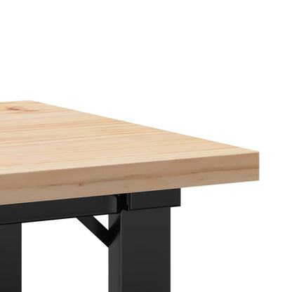 Table basse cadre en O 50x50x35,5cm bois de pin massif et acier