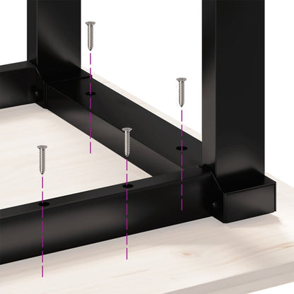 Table basse cadre en O 50x50x35,5cm bois de pin massif et acier