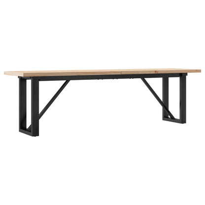 Table basse cadre en O 160x40x45,5 cm bois de pin massif acier