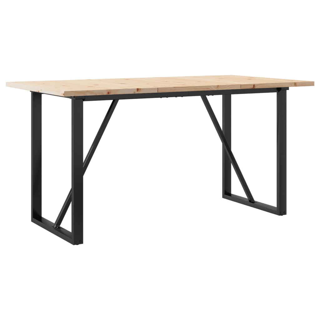 Table à manger cadre en O 140x80x75,5 cm bois pin massif acier