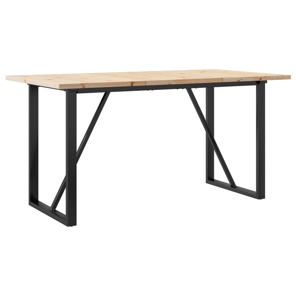 Table à manger cadre en O 140x80x75,5 cm bois pin massif acier