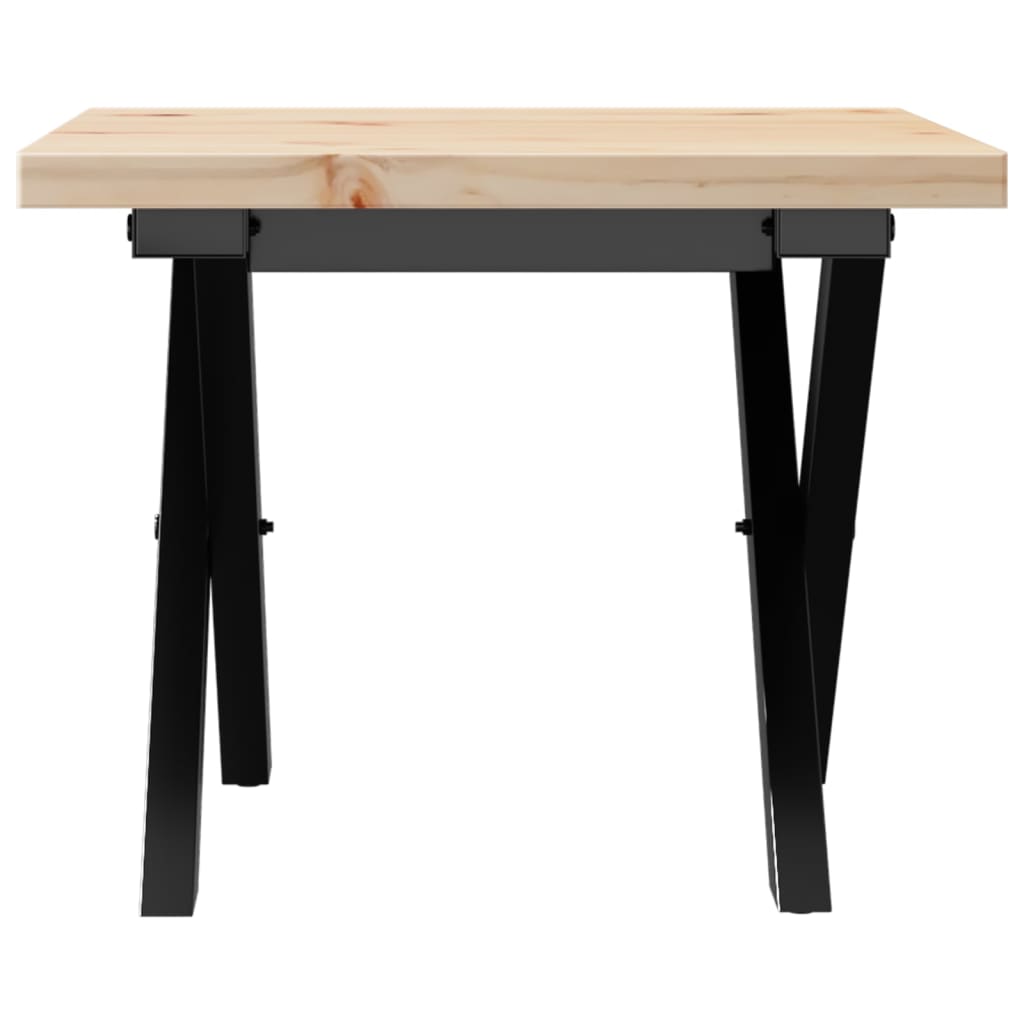 Table basse cadre en X 40x40x35,5cm bois de pin massif et acier