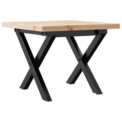 Table basse cadre en X 50x50x35,5cm bois de pin massif et acier