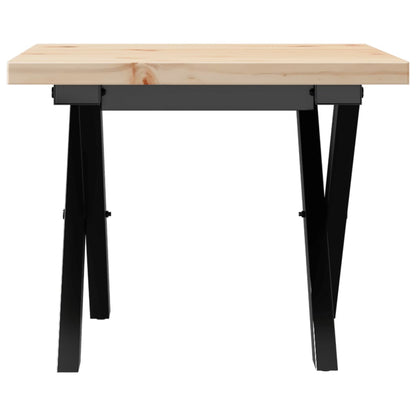 Table basse cadre en X 50x50x35,5cm bois de pin massif et acier