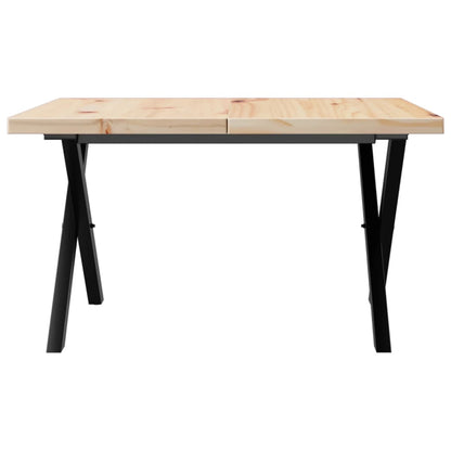 Table basse cadre en X 60x60x40,5cm bois de pin massif et acier