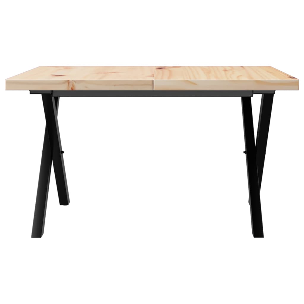 Table basse cadre en X 70x70x40,5cm bois de pin massif et acier