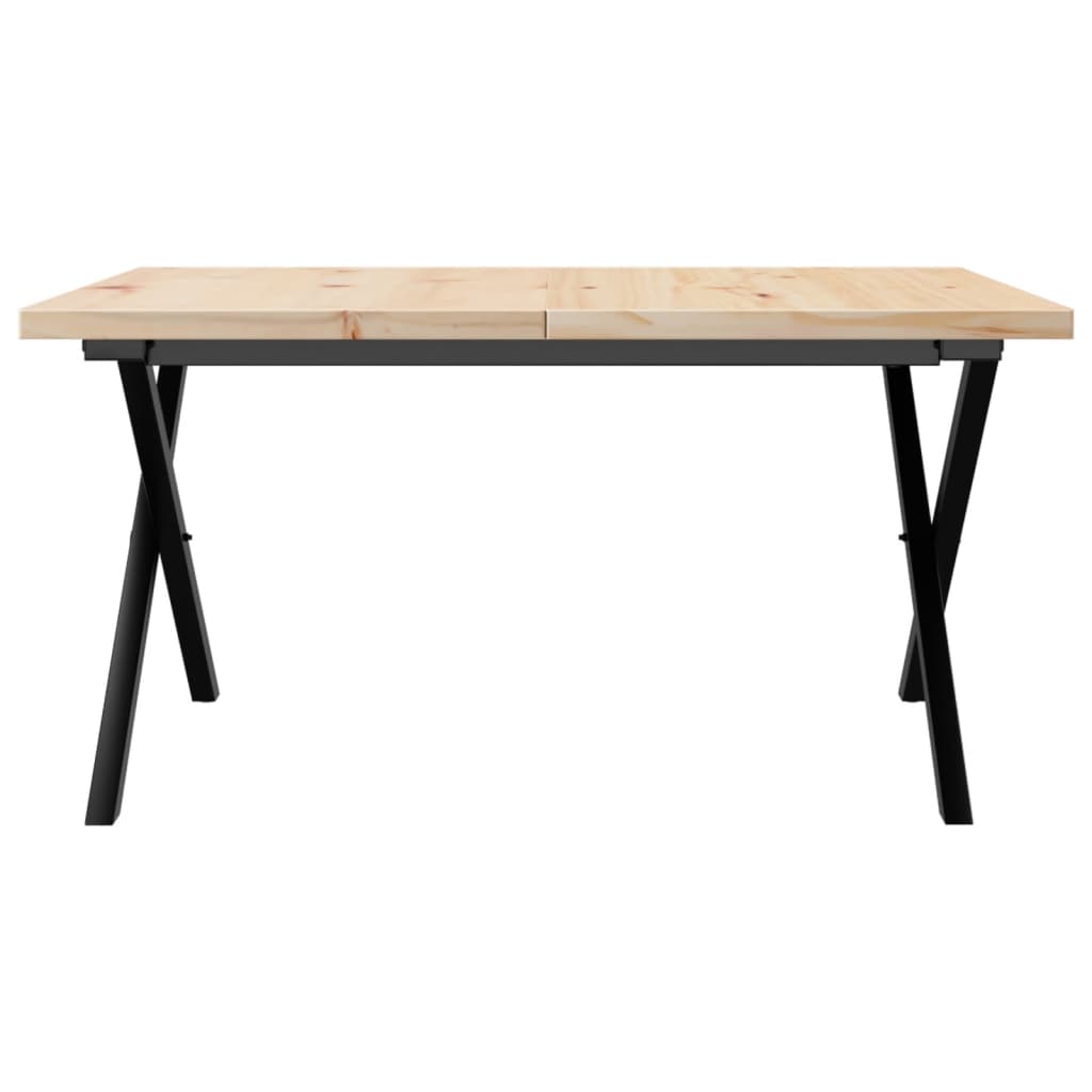 Table basse cadre en X 80x80x45,5cm bois de pin massif et acier